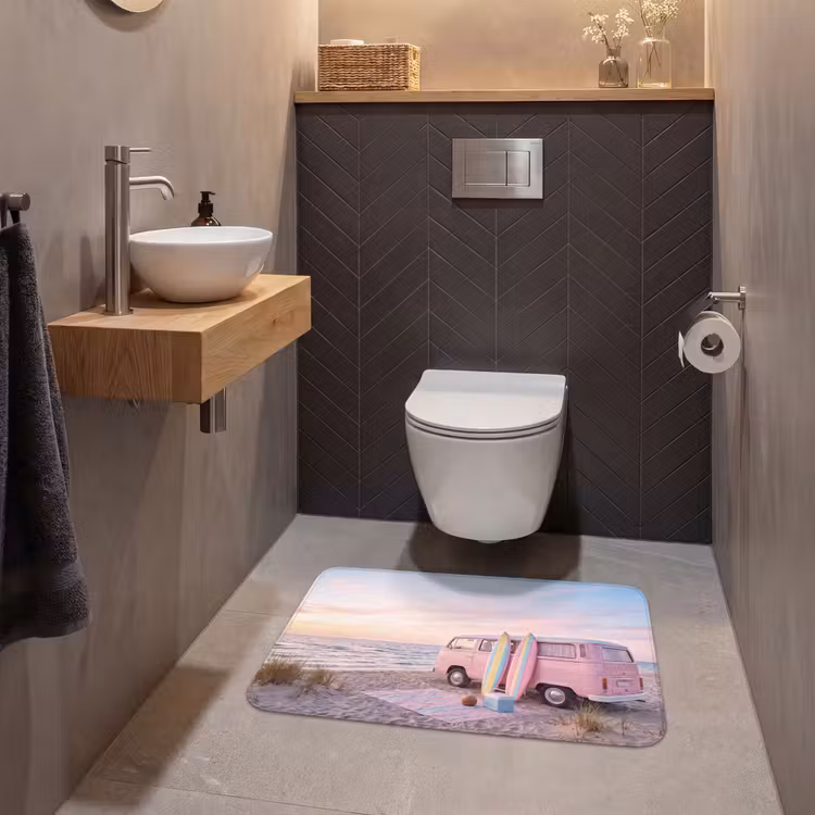 Wc Mat - Busje - Strand - Surfplank - Zomer - Roze — 2