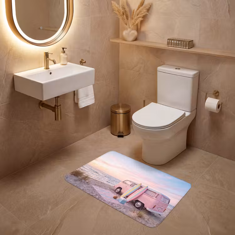 Wc Mat - Busje - Strand - Surfplank - Zomer - Roze — 4