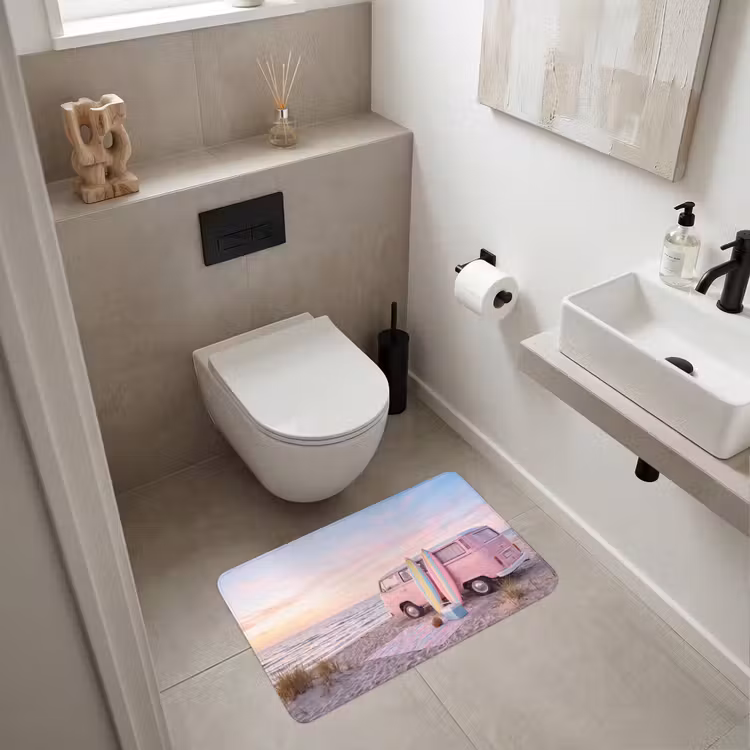 Wc Mat - Busje - Strand - Surfplank - Zomer - Roze — 6