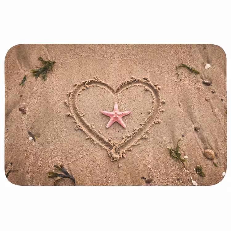 Wc Mat - Dieren - Hart - Strand - Zand - Roze — 1