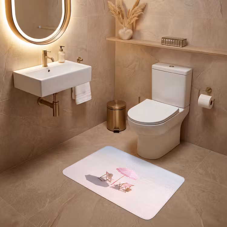 Wc Mat - Strand - Parasol - Ligstoel - Zomer - Roze — 4