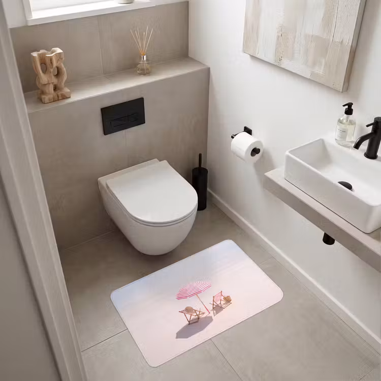 Wc Mat - Strand - Parasol - Ligstoel - Zomer - Roze — 6