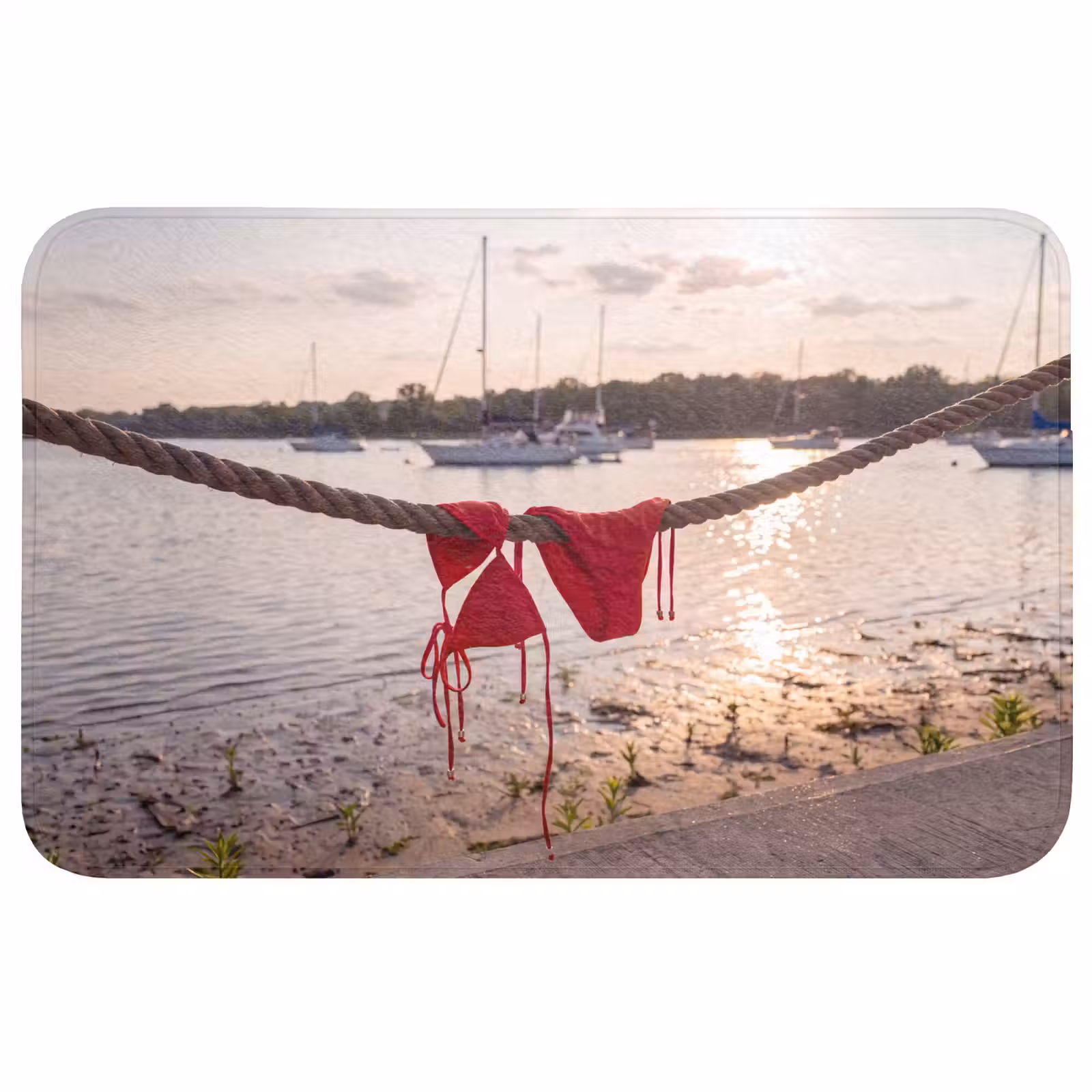 Wc Mat - Badkleding - Rood - Zomer - Water - Zonsondergang — 1