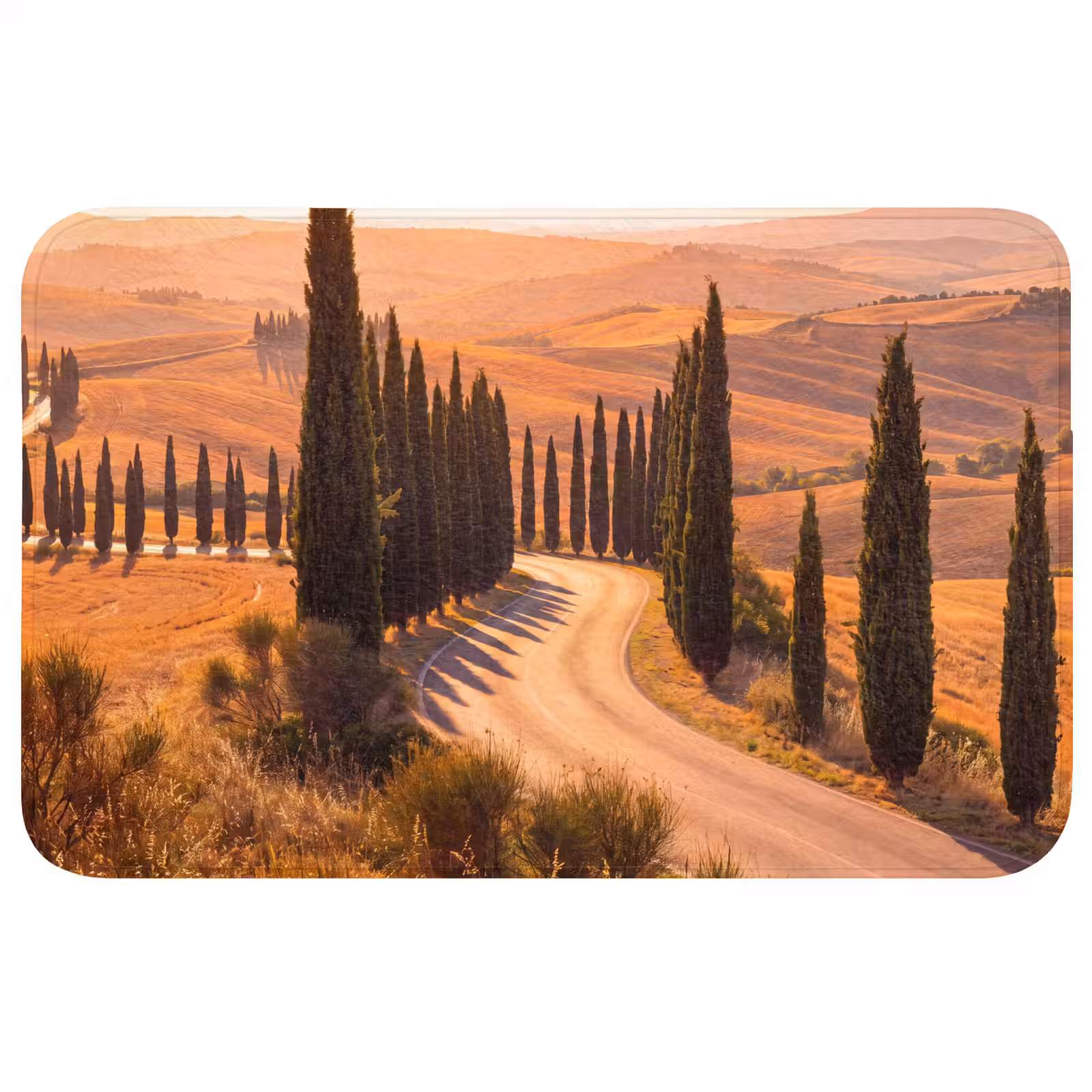 Wc Mat - Landschap - Weg - Bomen - Natuur - Goud — 1