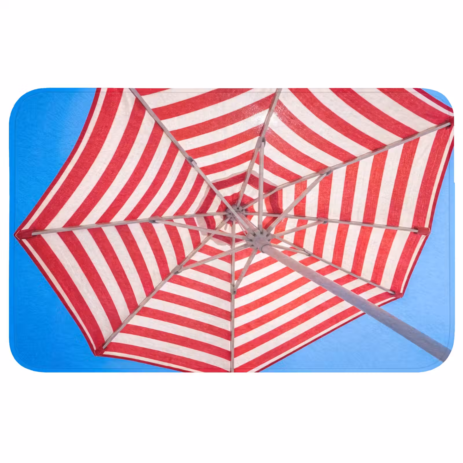Wc Mat - Parasol - Strepen - Zomer - Rood - Blauw — 1