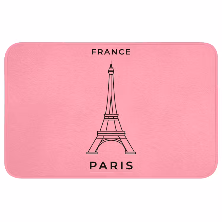 Wc Mat - Eiffeltoren - Parijs - Architectuur - Minimalistisch - Roze — 1