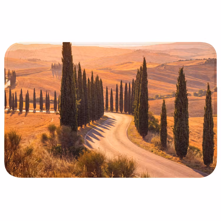 Wc Mat - Landschap - Weg - Bomen - Natuur - Goud — 1