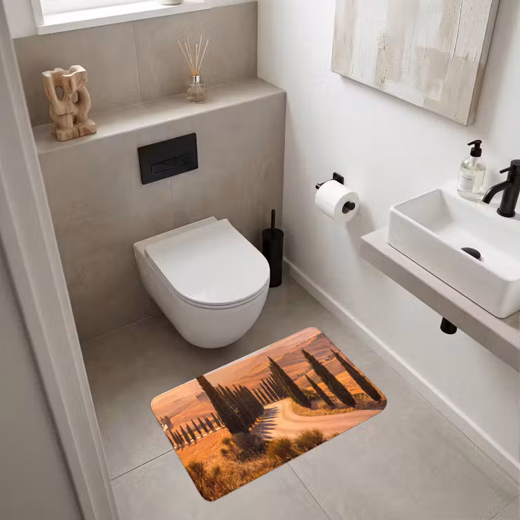 Wc Mat - Landschap - Weg - Bomen - Natuur - Goud — 6