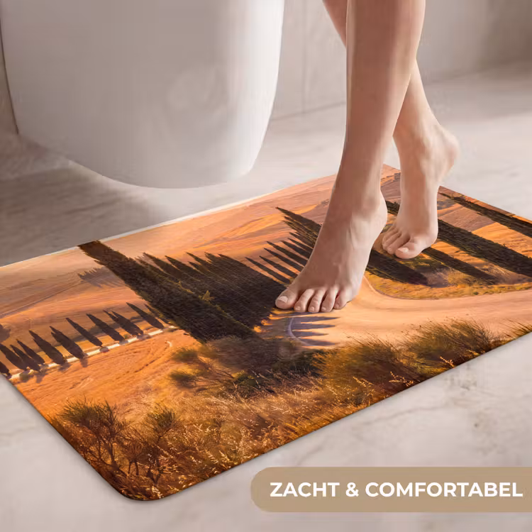 Wc Mat - Landschap - Weg - Bomen - Natuur - Goud — 7