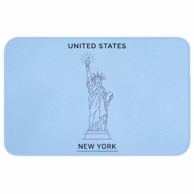 Wc Mat - Monument - Vrijheidsbeeld - New York - Minimalistisch - Blauw — 1