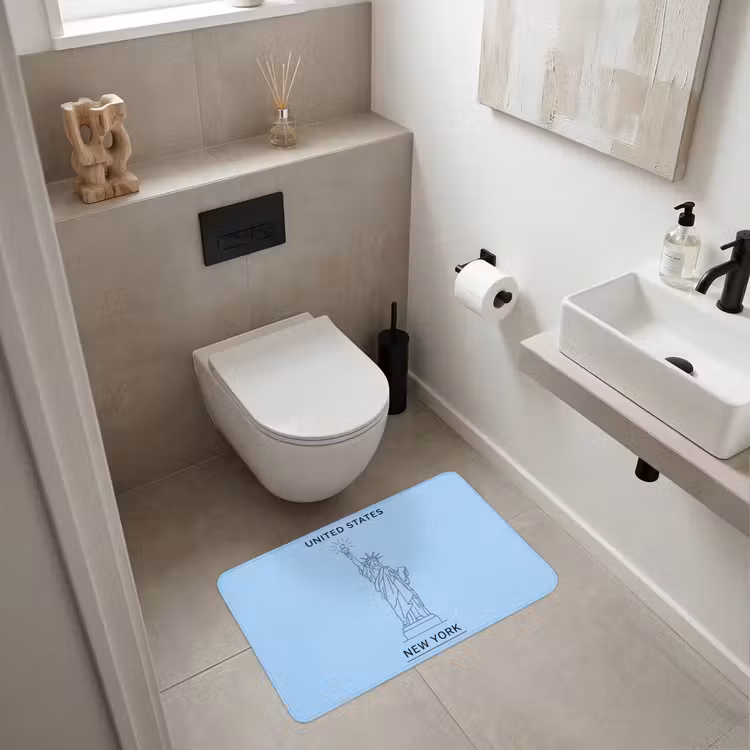 Wc Mat - Monument - Vrijheidsbeeld - New York - Minimalistisch - Blauw — 6