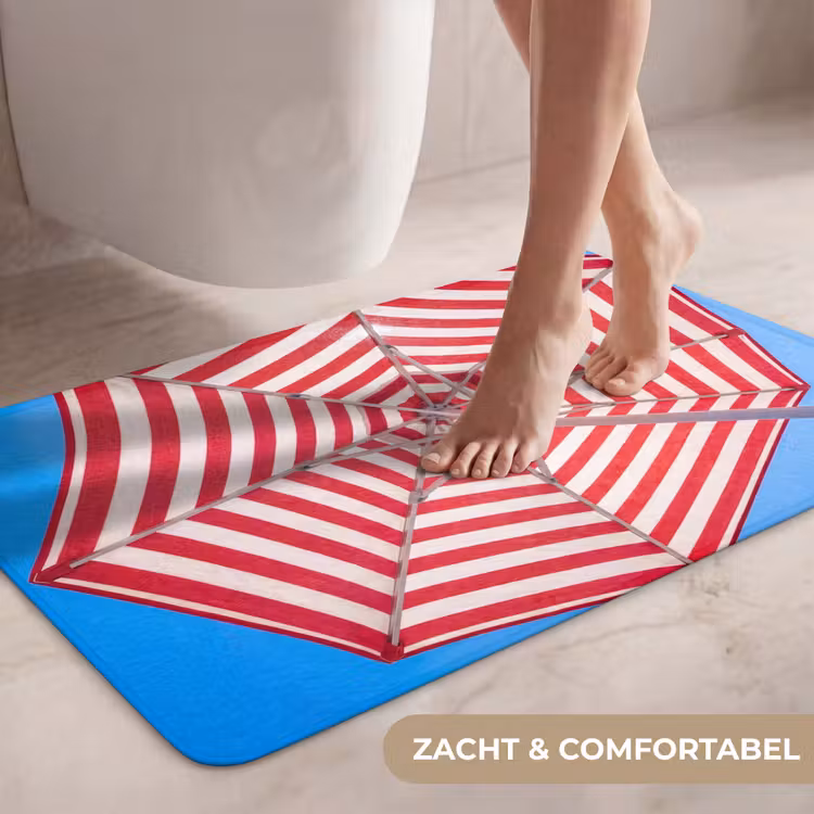Wc Mat - Parasol - Strepen - Zomer - Rood - Blauw — 7