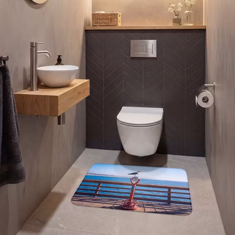 Wc Mat - Vogel - Verrekijker - Kust - Zee - Blauw — 2