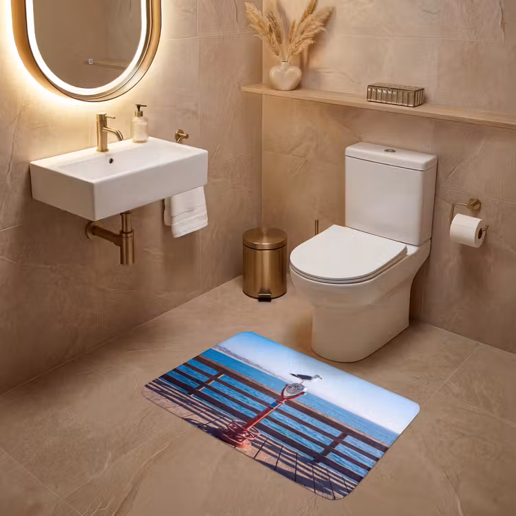Wc Mat - Vogel - Verrekijker - Kust - Zee - Blauw — 4