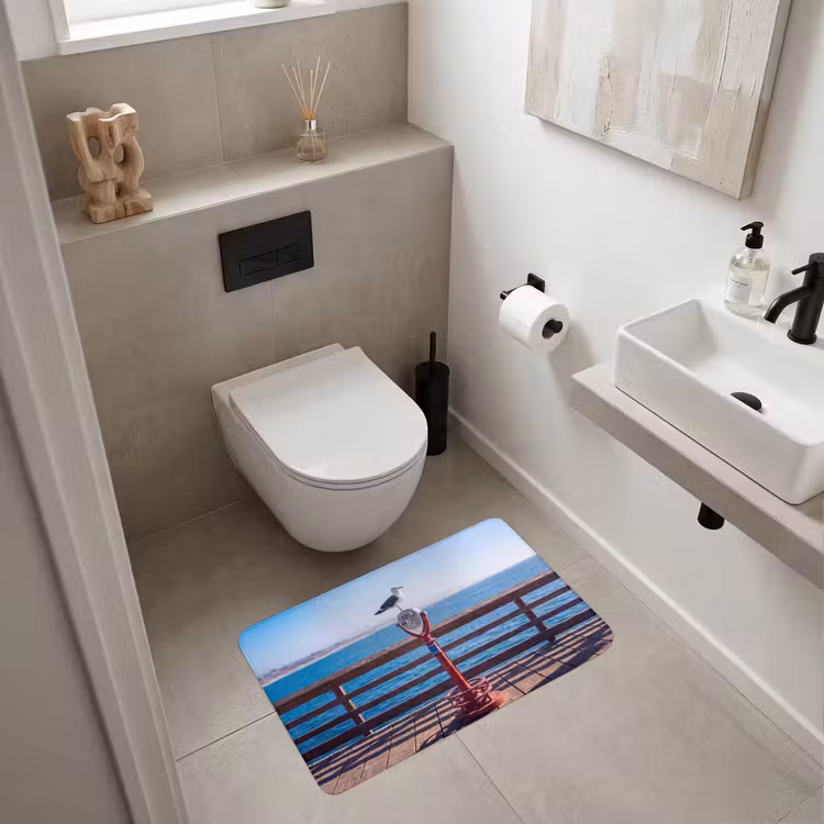 Wc Mat - Vogel - Verrekijker - Kust - Zee - Blauw — 6