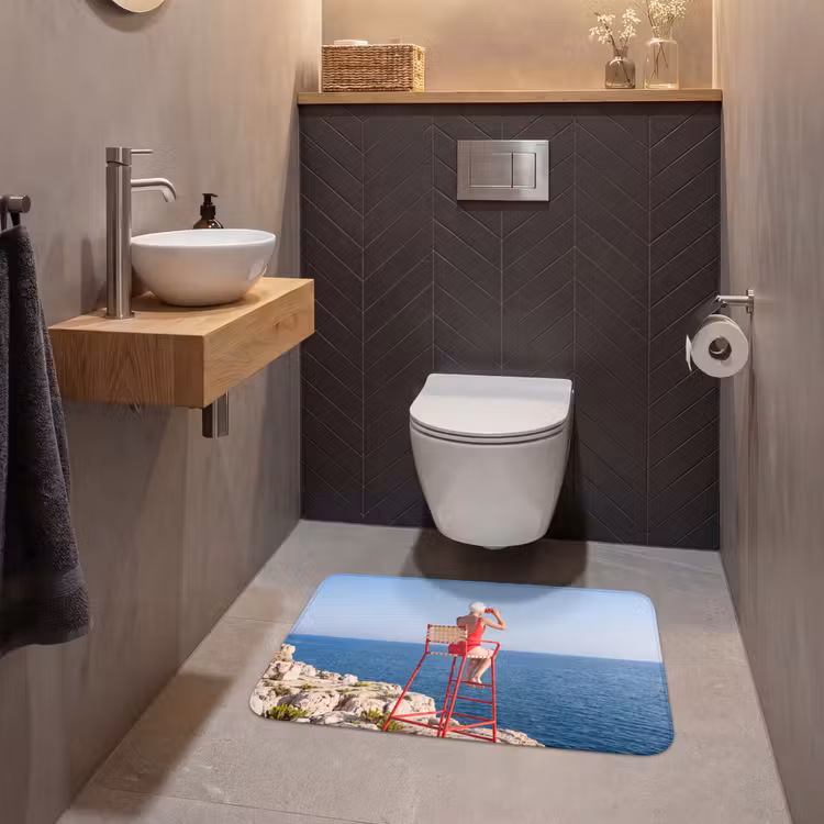 Wc Mat - Vrouw - Zee - Kust - Verrekijker - Rood — 2