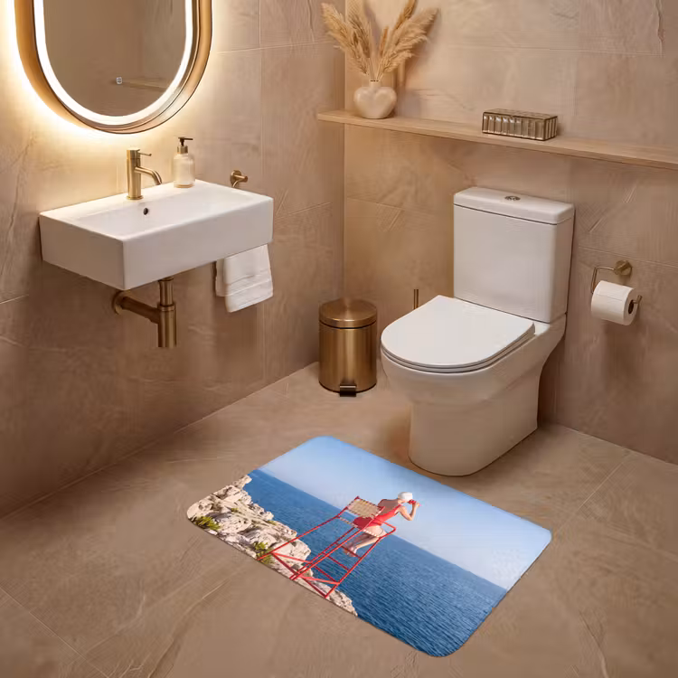 Wc Mat - Vrouw - Zee - Kust - Verrekijker - Rood — 4
