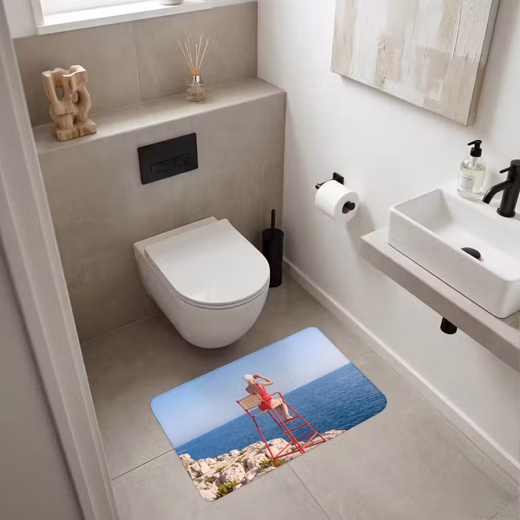 Wc Mat - Vrouw - Zee - Kust - Verrekijker - Rood — 6