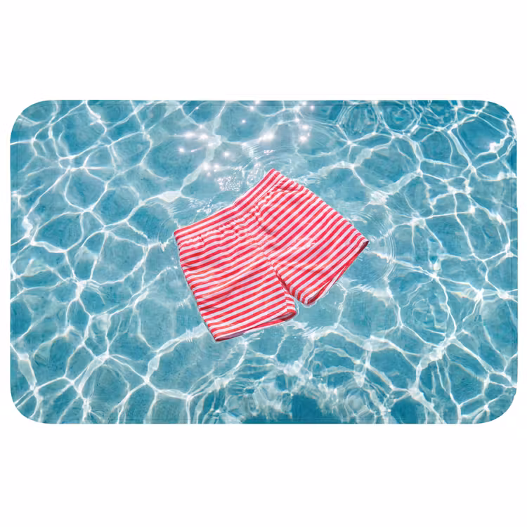 Wc Mat - Zwemkleding - Gestreept - Water - Zomer - Rood-wit — 1