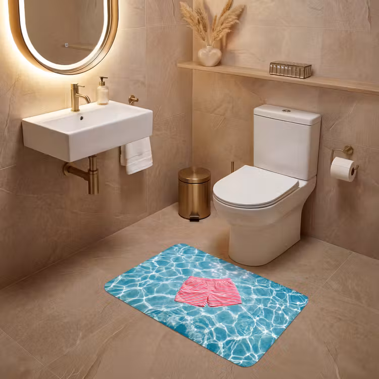 Wc Mat - Zwemkleding - Gestreept - Water - Zomer - Rood-wit — 4