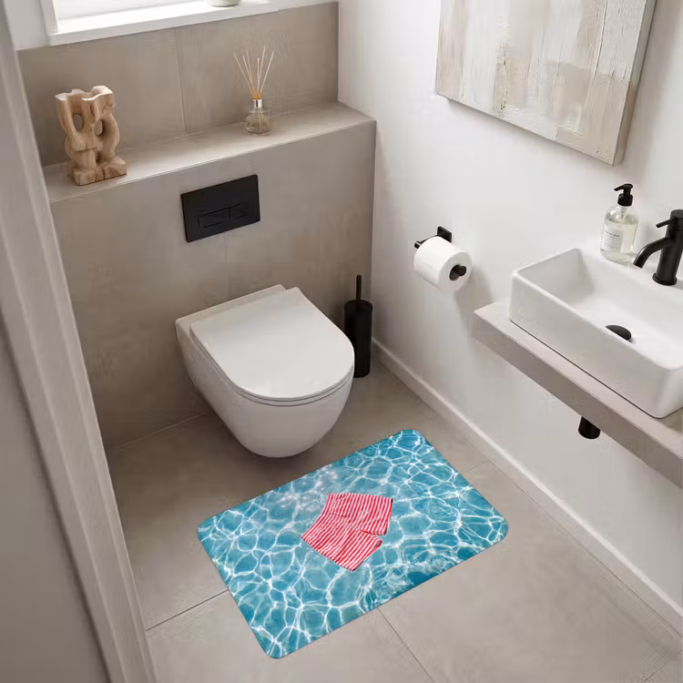 Wc Mat - Zwemkleding - Gestreept - Water - Zomer - Rood-wit — 6