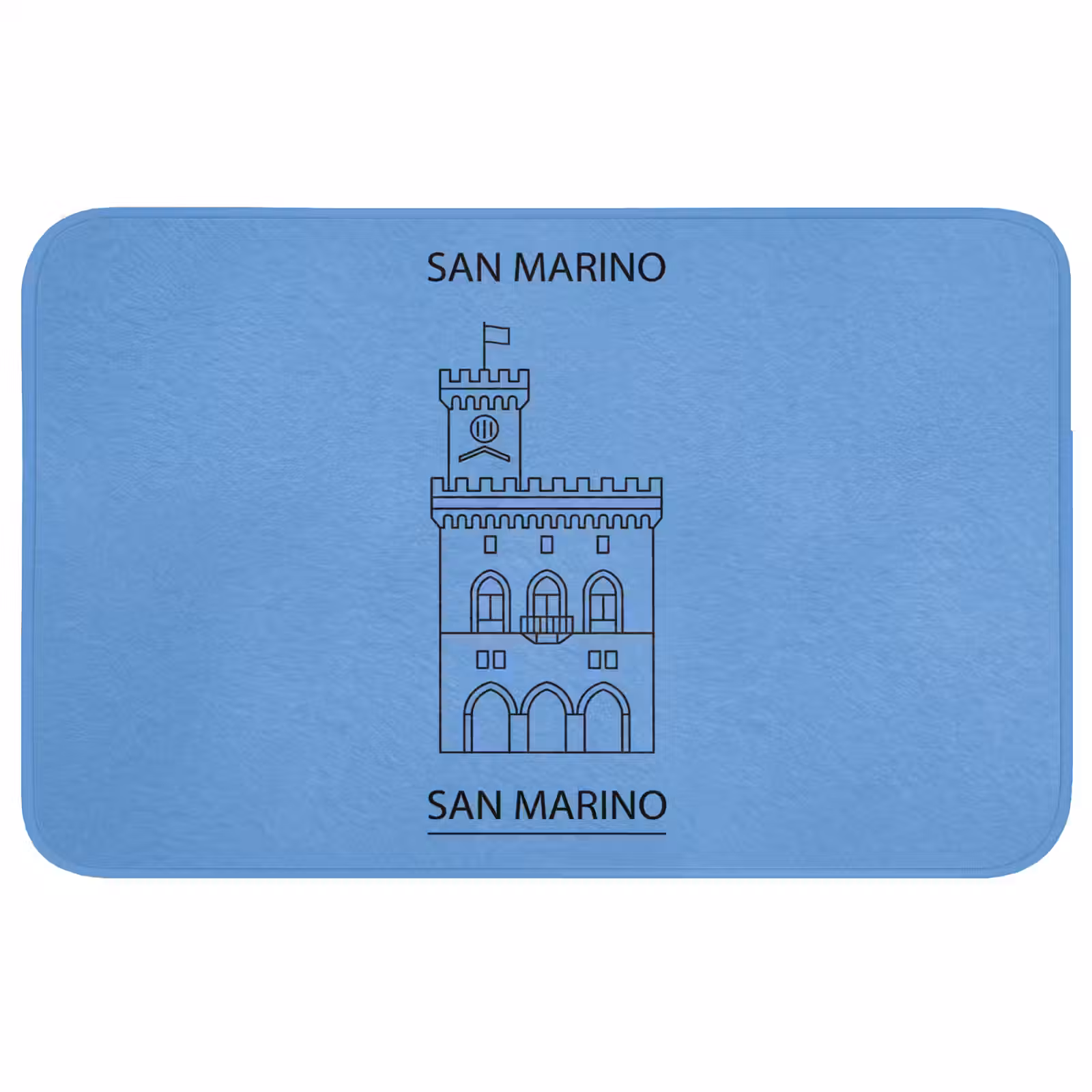 Wc Mat - Gebouw - San Marino - Architectuur - Lijntekening - Blauw — 1
