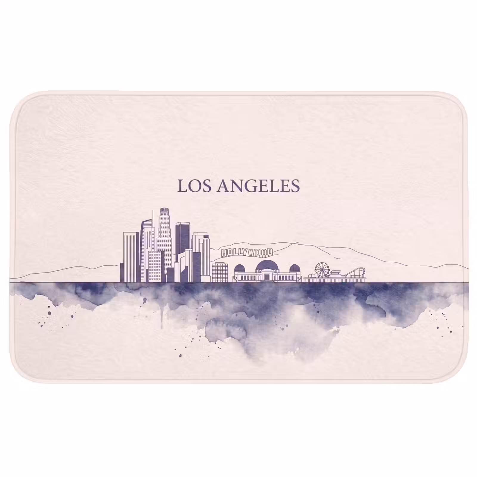 Wc Mat - Los Angeles - Skyline - Architectuur - Aquarel - Blauw — 1