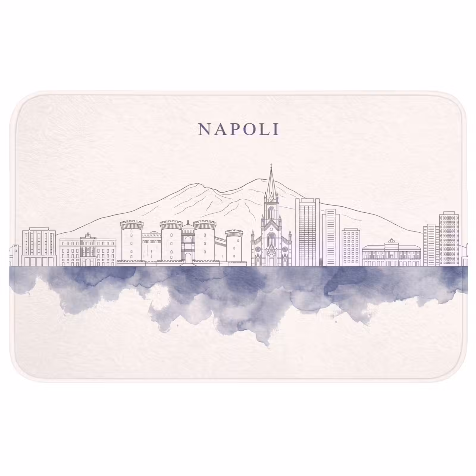Wc Mat - Napels - Skyline - Italie - Lijntekening - Aquarel — 1