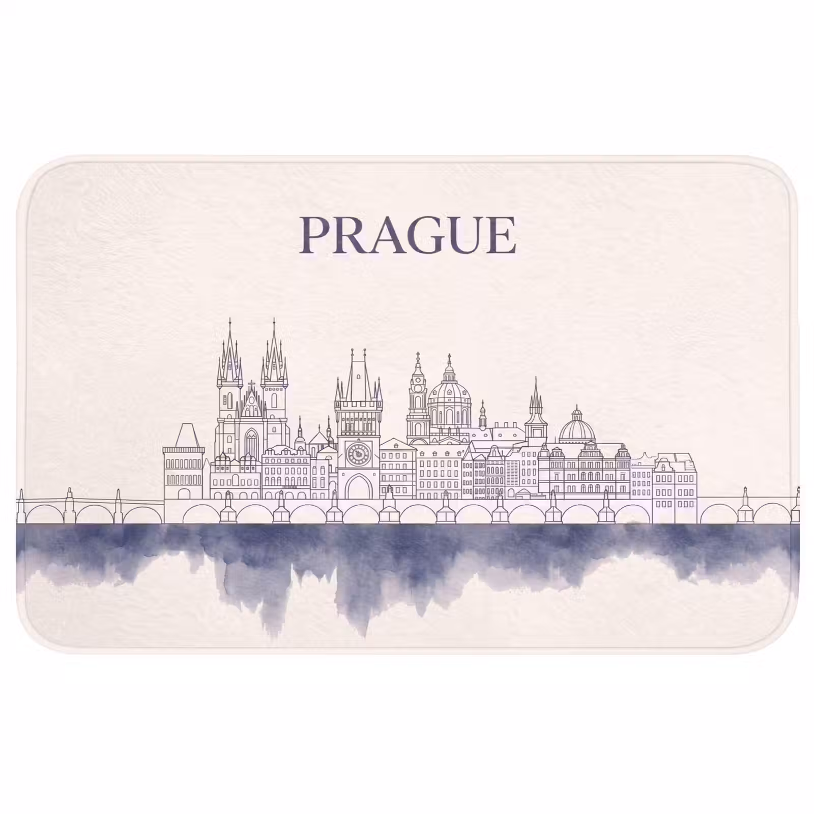 Wc Mat - Praag - Skyline - Architectuur - Blauw — 1