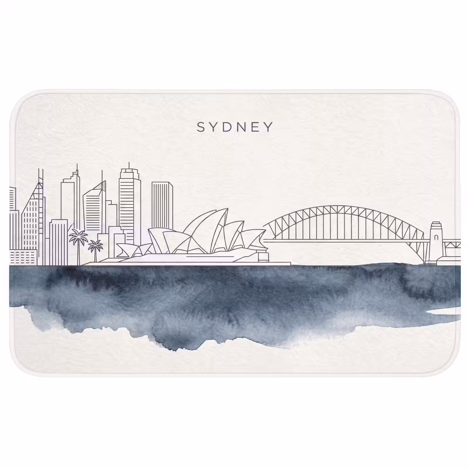 Wc Mat - Stad - Skyline - Architectuur - Minimalistisch - Blauw — 1