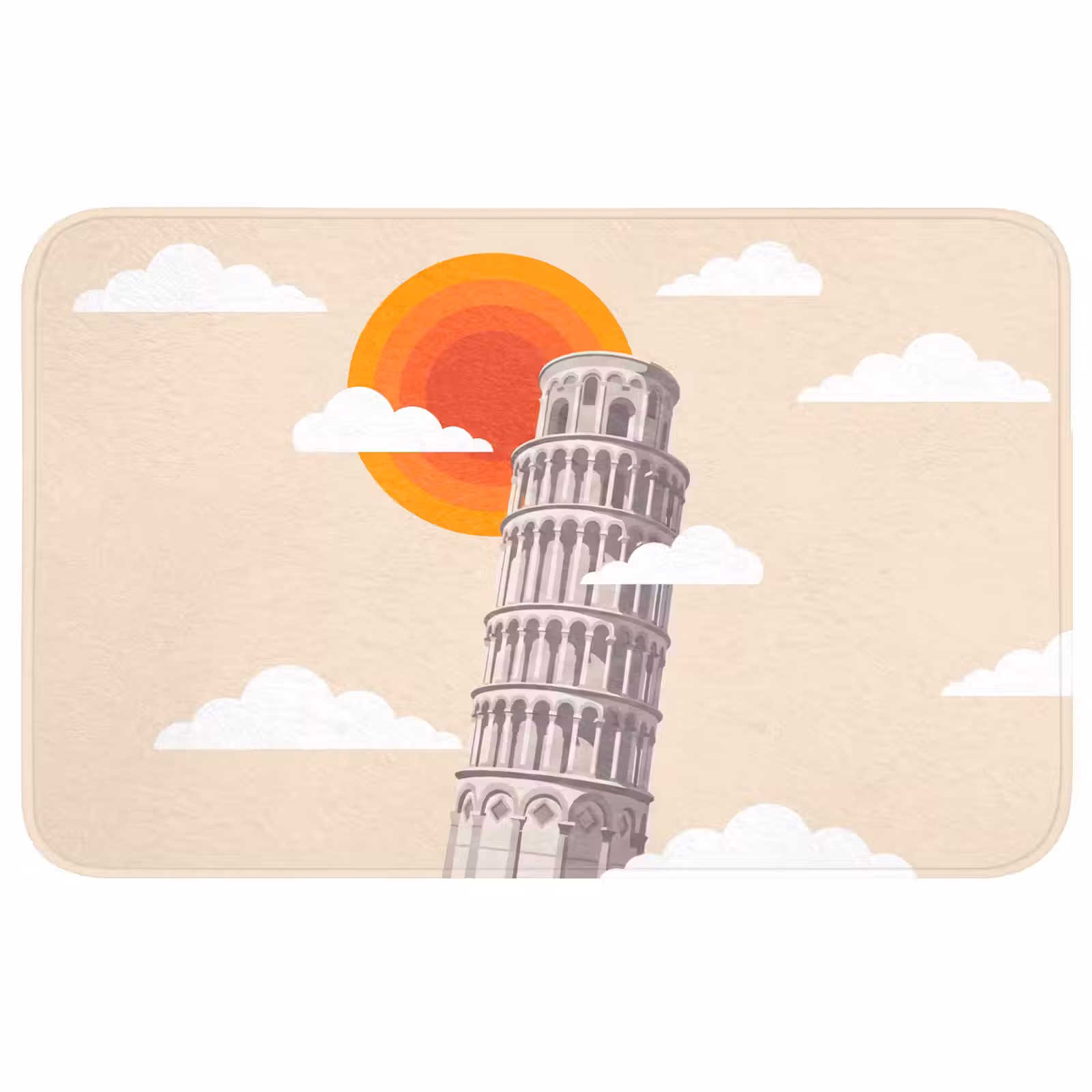 Wc Mat - Toren - Pisa - Architectuur - Minimalistisch - Beige — 1