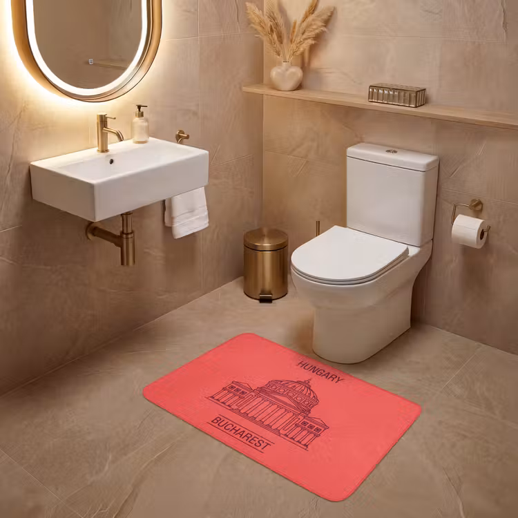 Wc Mat - Architectuur - Boekarest - Stedelijk - Lijntekening - Rood — 4