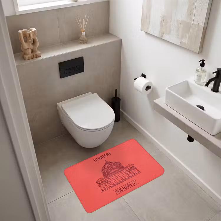 Wc Mat - Architectuur - Boekarest - Stedelijk - Lijntekening - Rood — 6