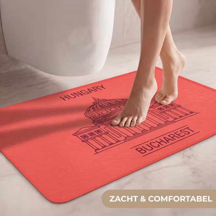 Wc Mat - Architectuur - Boekarest - Stedelijk - Lijntekening - Rood — 7