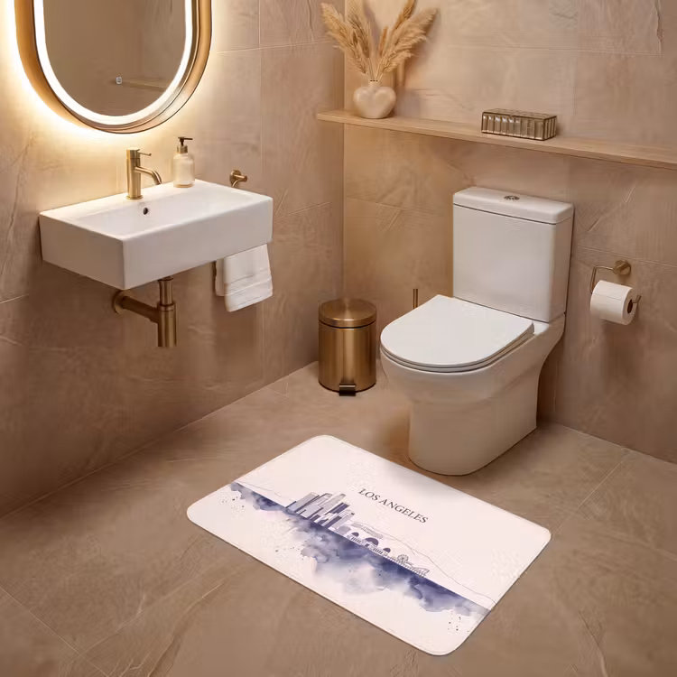 Wc Mat - Los Angeles - Skyline - Architectuur - Aquarel - Blauw — 4