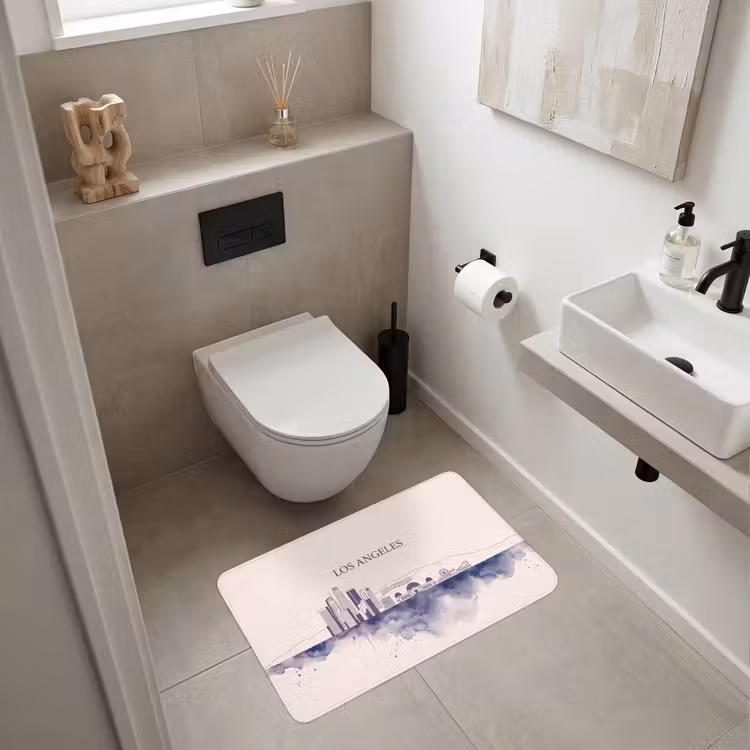 Wc Mat - Los Angeles - Skyline - Architectuur - Aquarel - Blauw — 6
