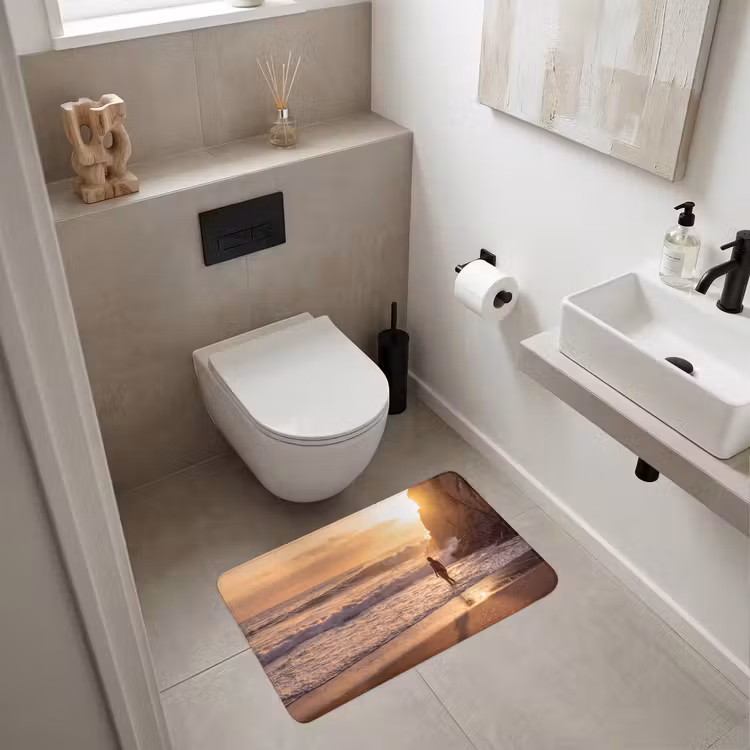 Wc Mat - Mensen - Oceaan - Zonsondergang - Kust - Goud — 6