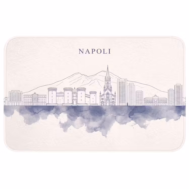 Wc Mat - Napels - Skyline - Italie - Lijntekening - Aquarel — 1