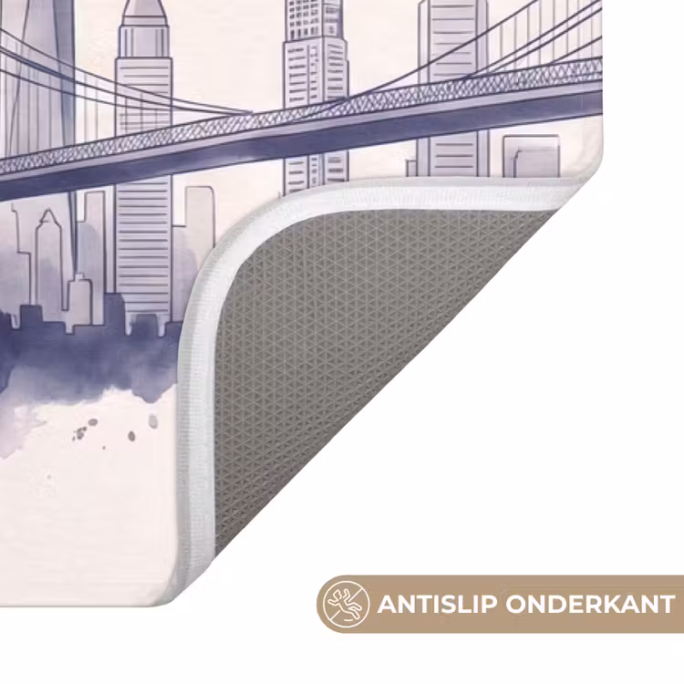 Wc Mat - New York - Vrijheidsbeeld - Skyline - Illustratie - Blauw — 3