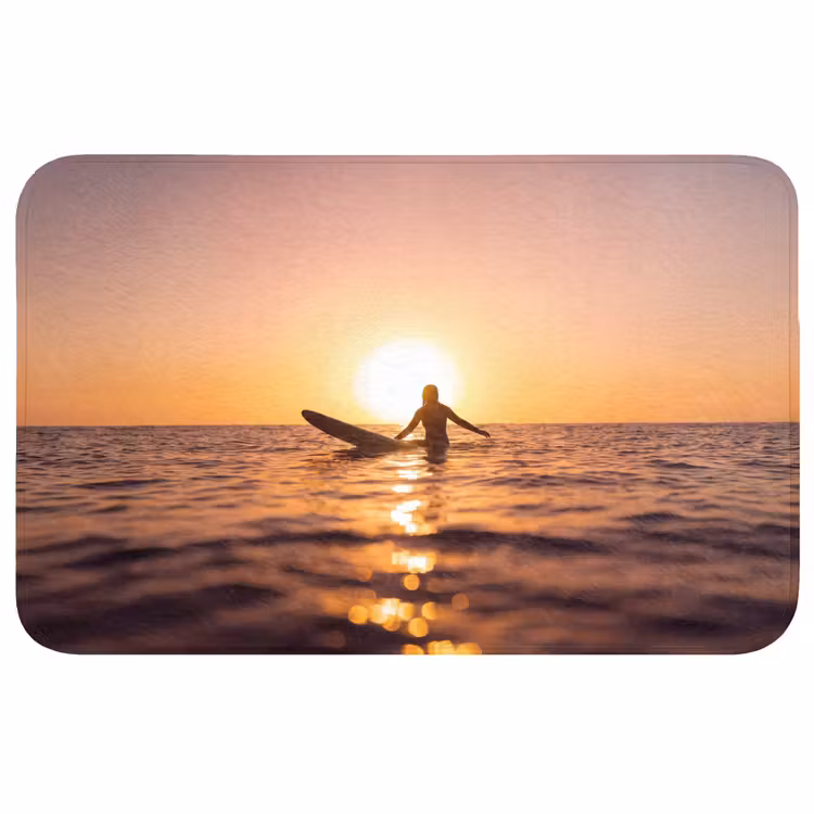 Wc Mat - Persoon - Surfen - Zonsondergang - Zee - Oranje — 1