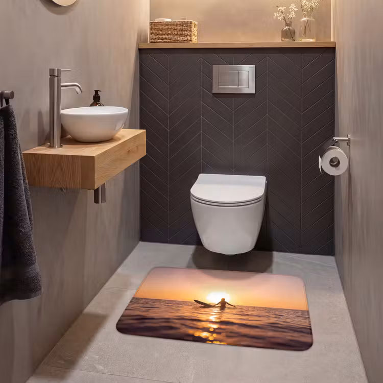 Wc Mat - Persoon - Surfen - Zonsondergang - Zee - Oranje — 2