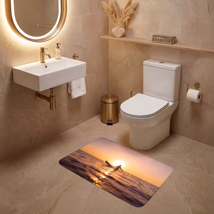 Wc Mat - Persoon - Surfen - Zonsondergang - Zee - Oranje — 4