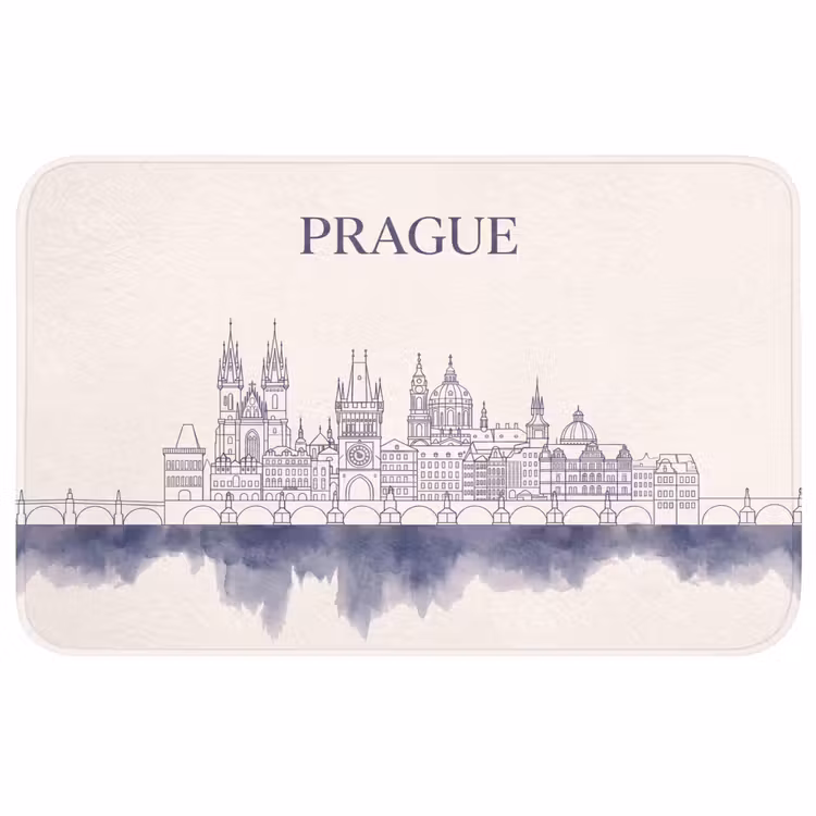 Wc Mat - Praag - Skyline - Architectuur - Blauw — 1