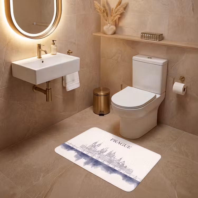 Wc Mat - Praag - Skyline - Architectuur - Blauw — 4
