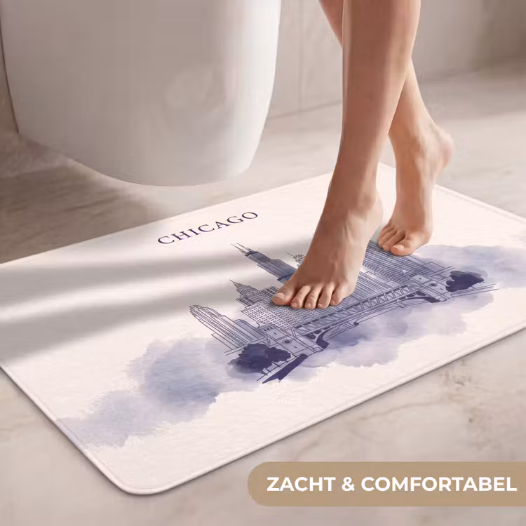 Wc Mat - Stad - Skyline - Architectuur - Lijntekening - Blauw — 7