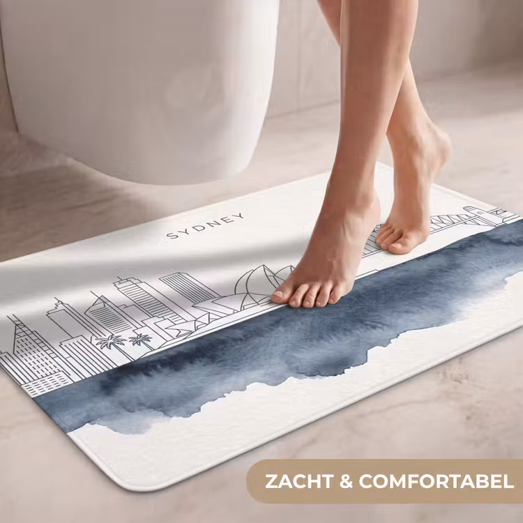 Wc Mat - Stad - Skyline - Architectuur - Minimalistisch - Blauw — 7