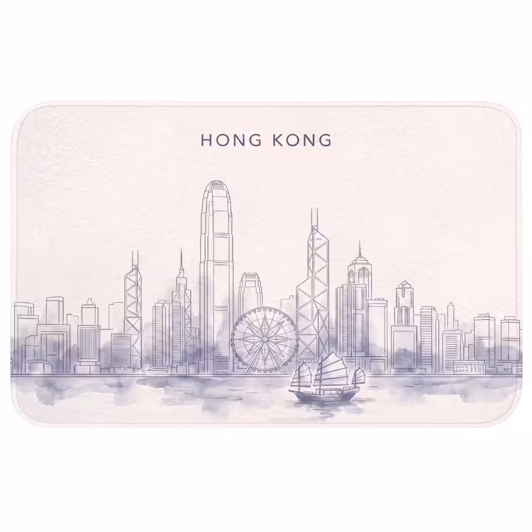 Wc Mat - Stad - Skyline - Water - Lijntekening - Blauw — 1