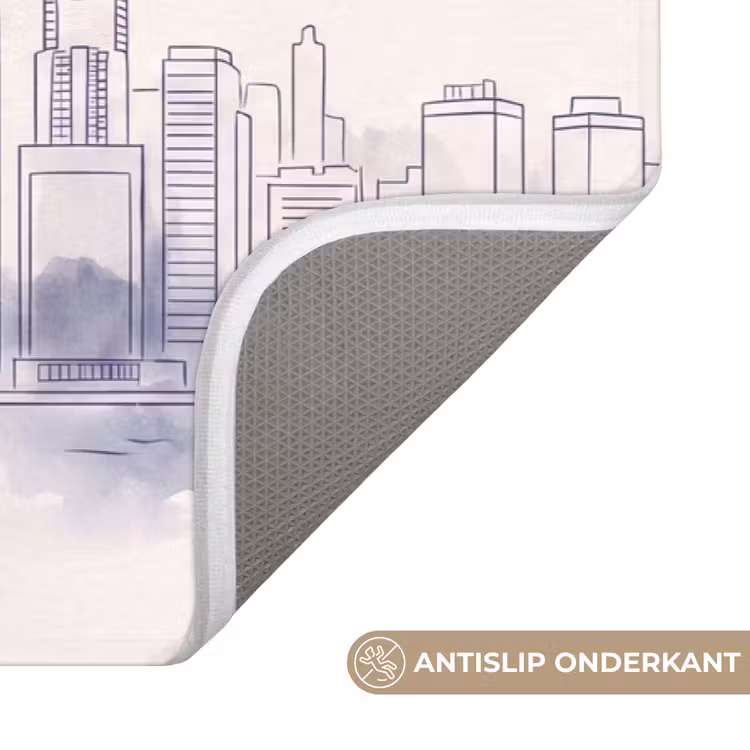 Wc Mat - Stad - Skyline - Water - Lijntekening - Blauw — 3