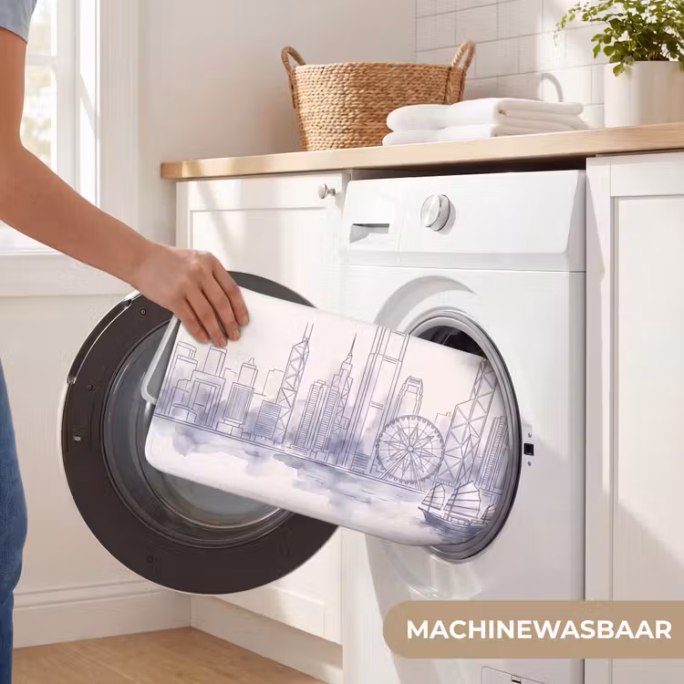 Wc Mat - Stad - Skyline - Water - Lijntekening - Blauw — 5