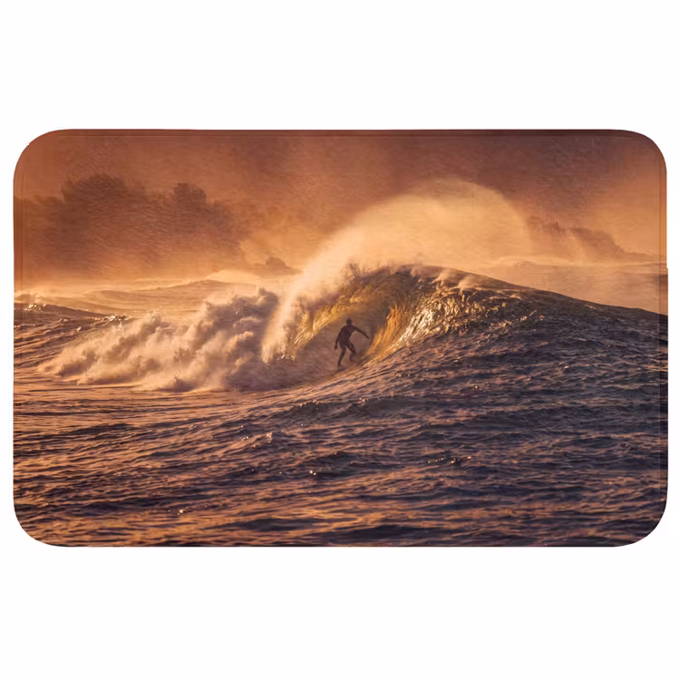 Wc Mat - Surfer - Golf - Oceaan - Sport - Oranje — 1